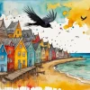 Colorful Beach Houses Art Diamond Painting