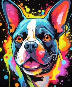 Colorful Boston Terrier Head Diamond Painting