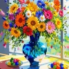 Colorful Daisies Vase Diamond Painting
