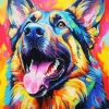 Colorful German Shepherd Dog Diamond Painting
