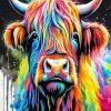 Colorful Highland Cow Diamond Painting