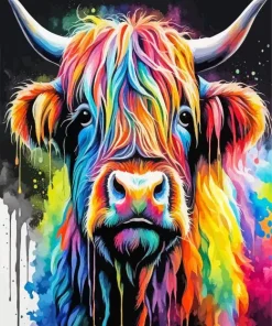 Colorful Highland Cow Diamond Painting