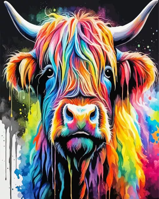 colorful highland cow Diamond Paints Colorful Highland Cow Diamond Painting