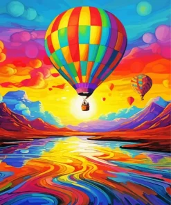 Colorful Hot Air Balloons At Sunset Diamond Painting