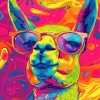 Colorful Llama Wearing Glasses Diamond Painting