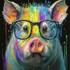 Colorful Pig Wearing Glasses Diamond Painting