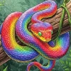 Colorful Rainbow Snake On A Branch Diamond Painting