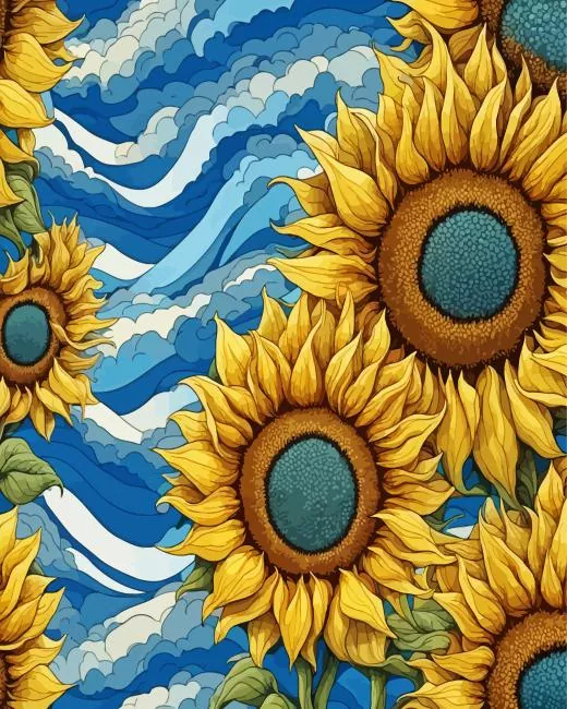cool sunflowers field Diamond By Numbers Cool Sunflowers Field Diamond Painting