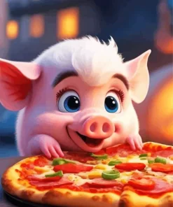 Cute Funny Pig Eating Diamond Painting