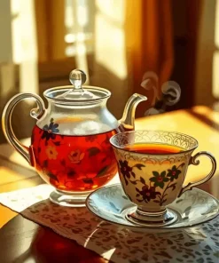 Floral Tea Set Art Diamond Painting
