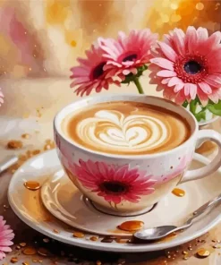 Flower And Coffee Diamond Painting