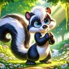 Flower Cartoon Skunk Diamond Painting