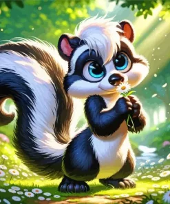 Flower Cartoon Skunk Diamond Painting