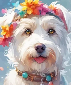 Flower Crown Puppy Diamond Painting