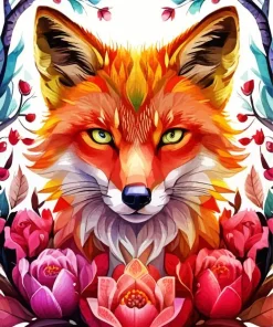 Flower Fox Art Diamond Painting