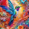 Flower Hummingbird Art Diamond Painting
