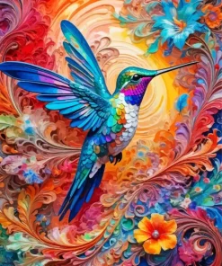 Flower Hummingbird Art Diamond Painting