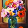 Flowers On Glass Diamond Painting