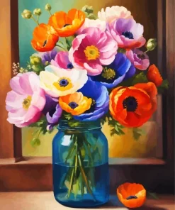 Flowers On Glass Diamond Painting