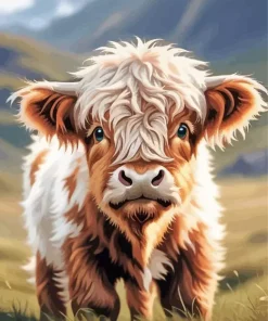 Fluffy Baby Brown Cow Diamond Painting