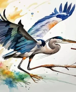 Flying Heron Bird Diamond Painting