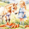 Foal And Cute Girl Diamond Painting