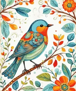 Folk Art Bird Diamond Painting