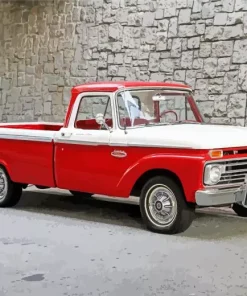 Ford Pickup Red And White Diamond Painting