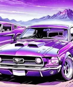 Ford Purple Car Diamond Painting