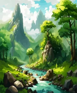 Forest River Diamond Painting