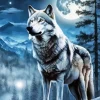 Forest With Wolf Diamond Painting