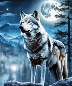 Forest With Wolf Diamond Painting