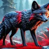 Fox Black And Red Diamond Painting