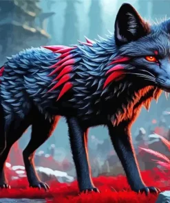 Fox Black And Red Diamond Painting