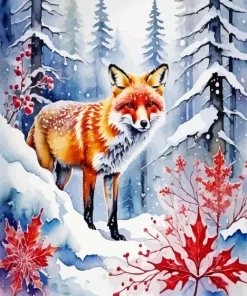 Fox In Snow Diamond Painting