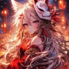 Fox Mask Anime Girl Diamond Painting