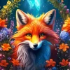 Fox With Flowers Diamond Painting