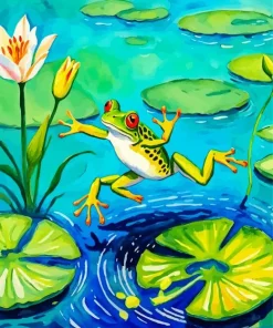 Frog And Lily Pad Art Diamond Painting