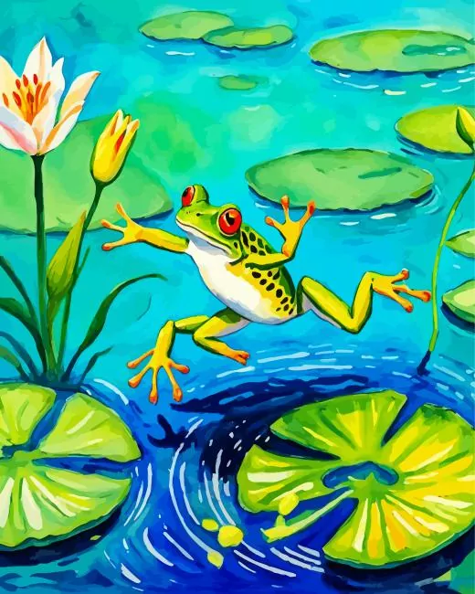 frog and lily pad Diamond Paintings Frog And Lily Pad Art Diamond Painting