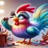Funny Chicken Doing Make Up Diamond Painting