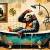 Funny Chimpanzee Showering Diamond Painting