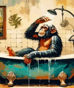 Funny Chimpanzee Showering Diamond Painting