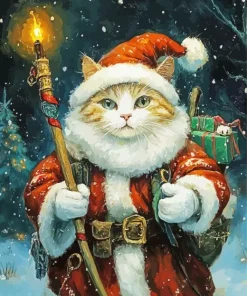 Funny Christmas Cat Art Diamond Painting
