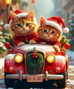 Funny Christmas Cats Diamond Painting