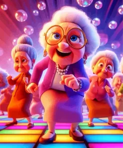 Funny Old Ladies Dancing Diamond Painting