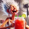 Funny Old Woman Drinking A Juice Diamond Painting