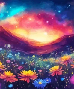 Galaxy Flowers Magic Diamond Painting
