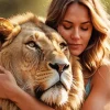 Girl Hugging Lion Diamond Painting