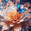 Golden Flower With Blue Butterfly Diamond Painting