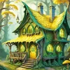 Green Forest Cabin Diamond Painting